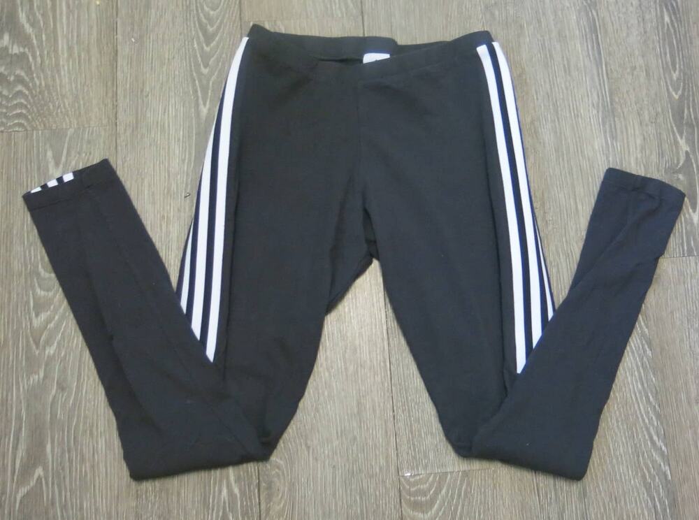 ADIDAS Track Pants Joggers Size M Women Logo Black White Casual Athleisure Gym